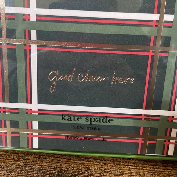 Kate Spade spruce plaid holiday notecard set - Picture 2 of 3